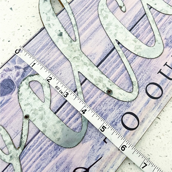 Rustic Farmhouse Welcome to Our Home Wall Sign Purple Wood & Metal Decor 23” - Picture 4 of 4